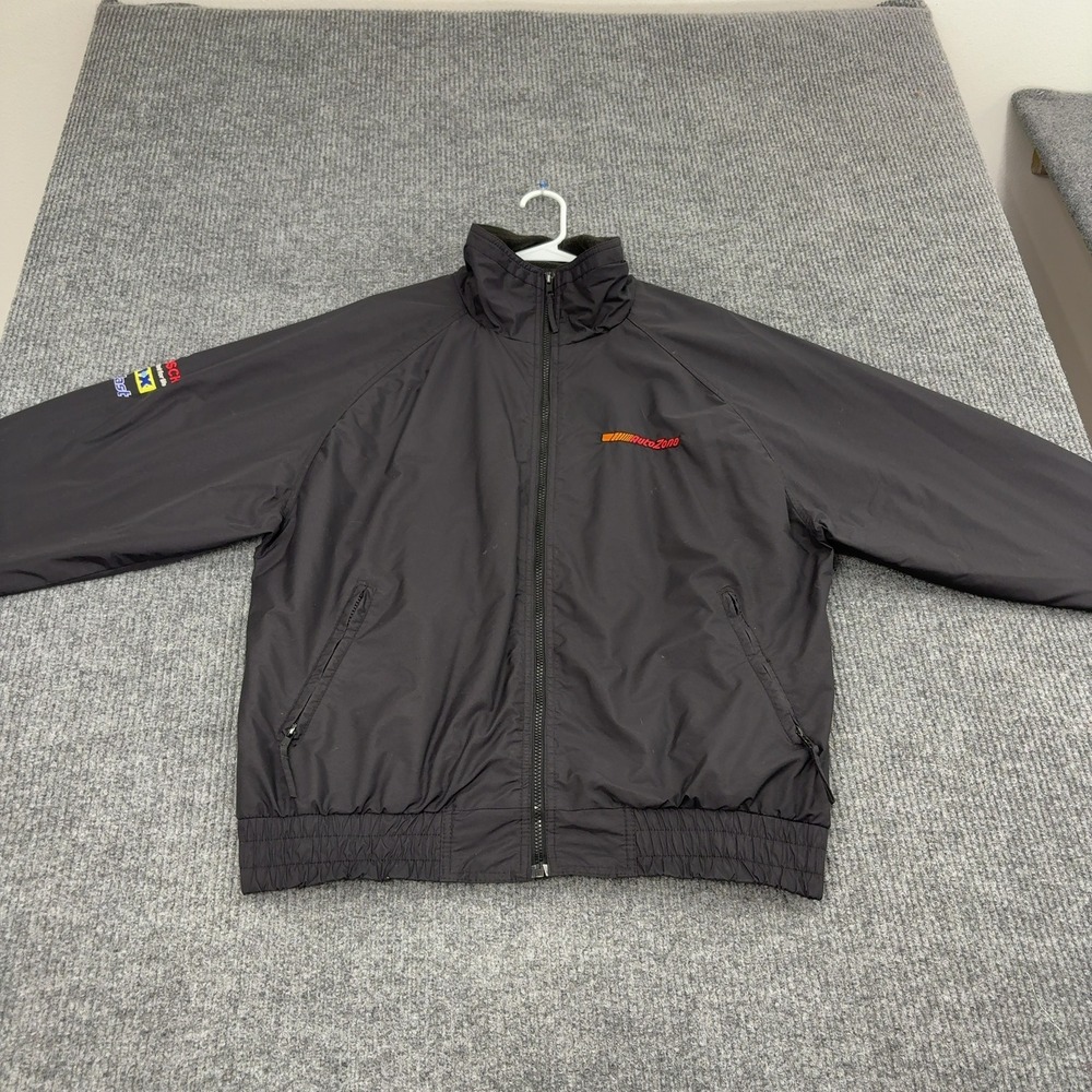 AutoZone Port Authority Jacket Mens L Black Nylon Fleece Lined Racing Workwear